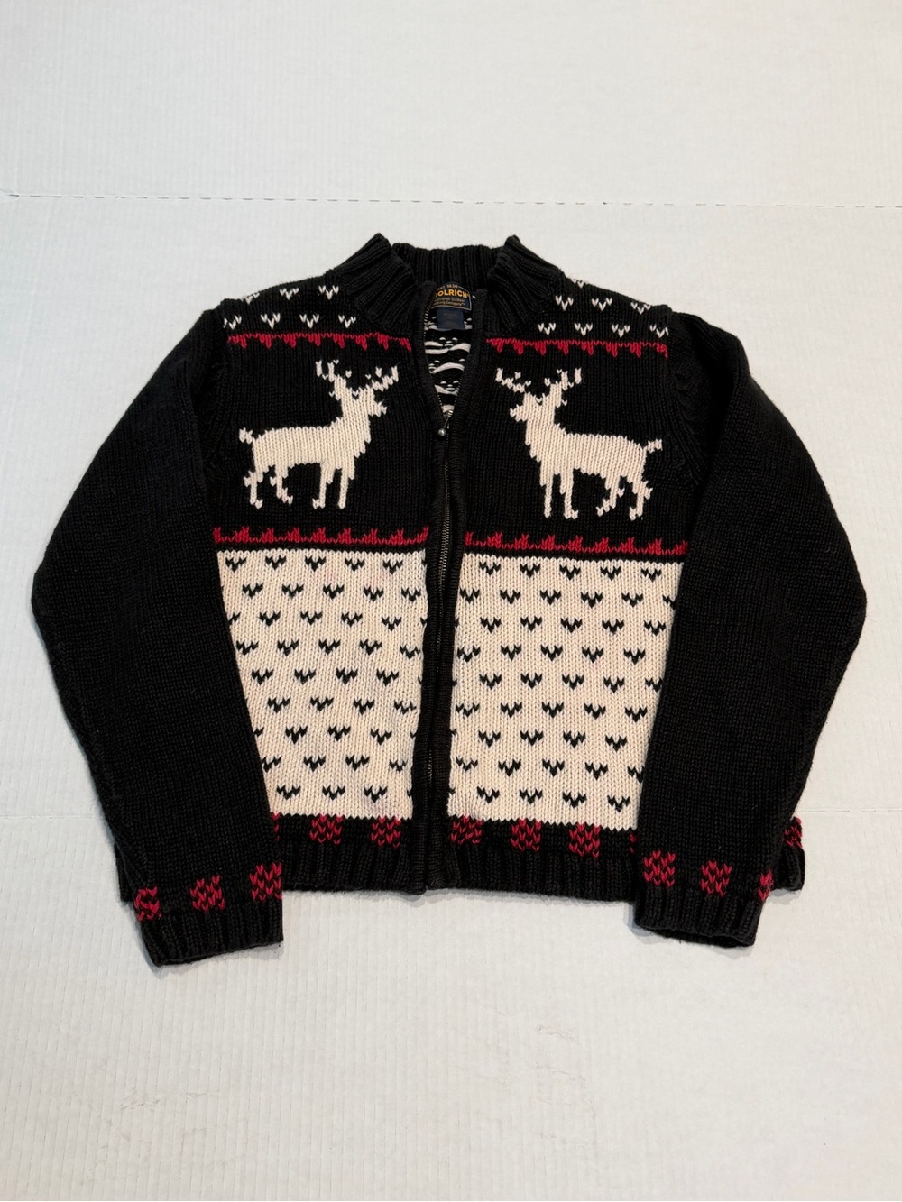 VTG Woolrich Women’s Christmas Reindeer Full Zip Cardigan Sweater Sz M
